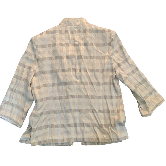 PERCEPTIONS WOMEN'S IVORY PLAID OPEN FRONT 3/4 SLEEVE BLAZER SIZE 6P (PETITE) - Picture 4 of 4